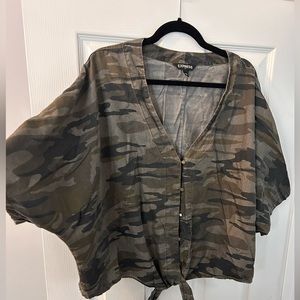 Express Camo Tie Front Top - XL